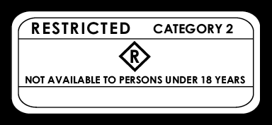 Classification label - Restricted Category 2, not available to persons under 18 years.
